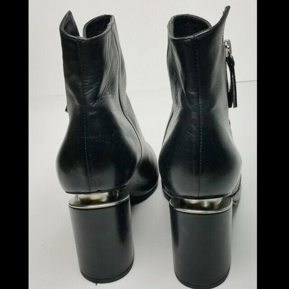 Vic Matie Sz 9 / 8 Black Leather Heel Ankle Boots - Picture 4 of 8